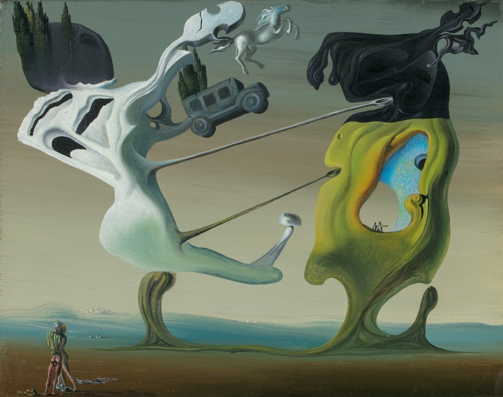«Maison Pour Érotomane»,1932. Απεικονίζει ένα τσέλο, ένα άλογο και ένα αυτοκίνητο που φαίνεται να βγαίνει από ένα βράχο. Στο προσκήνιο βρίσκεται ένας άντρας και μια γυναίκα, που αντιπροσωπεύουν τον Ντάλι και τη σύζυγό του. 