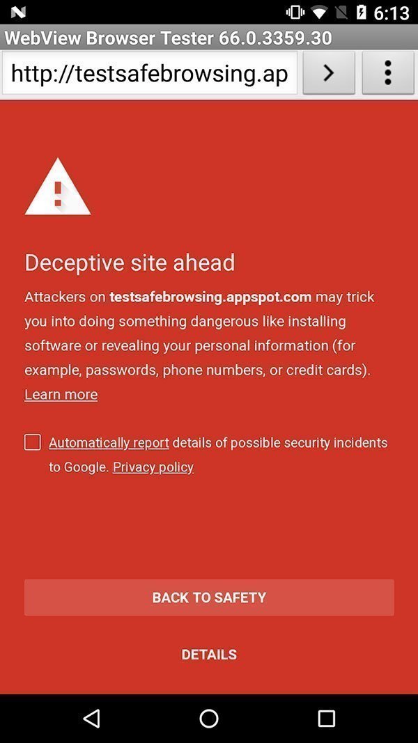 detect safe browsing review