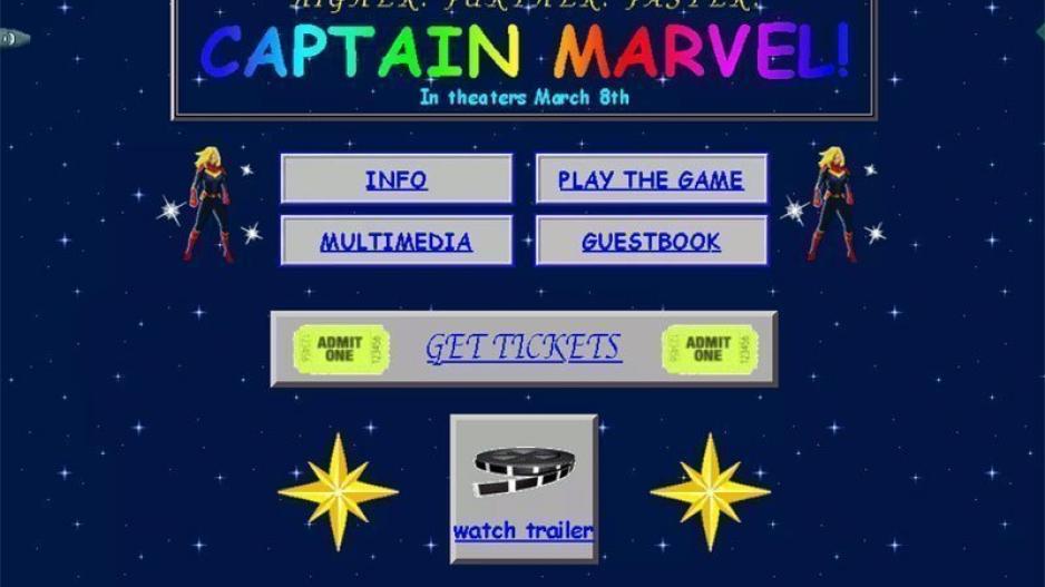 Η επίσημη ιστοσελίδα του Captain Marvel σε πηγαίνει στα '90s